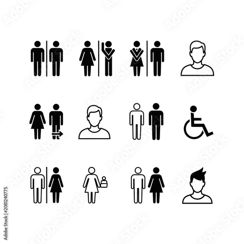 Collection of gender and accessibility symbols.