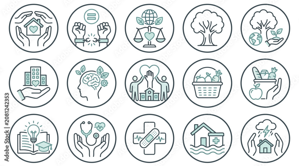 Fototapeta premium Eco friendly icons on white background.