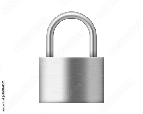 Fotografie A silver padlock isolated on white, symbolizing security and protection PNG
