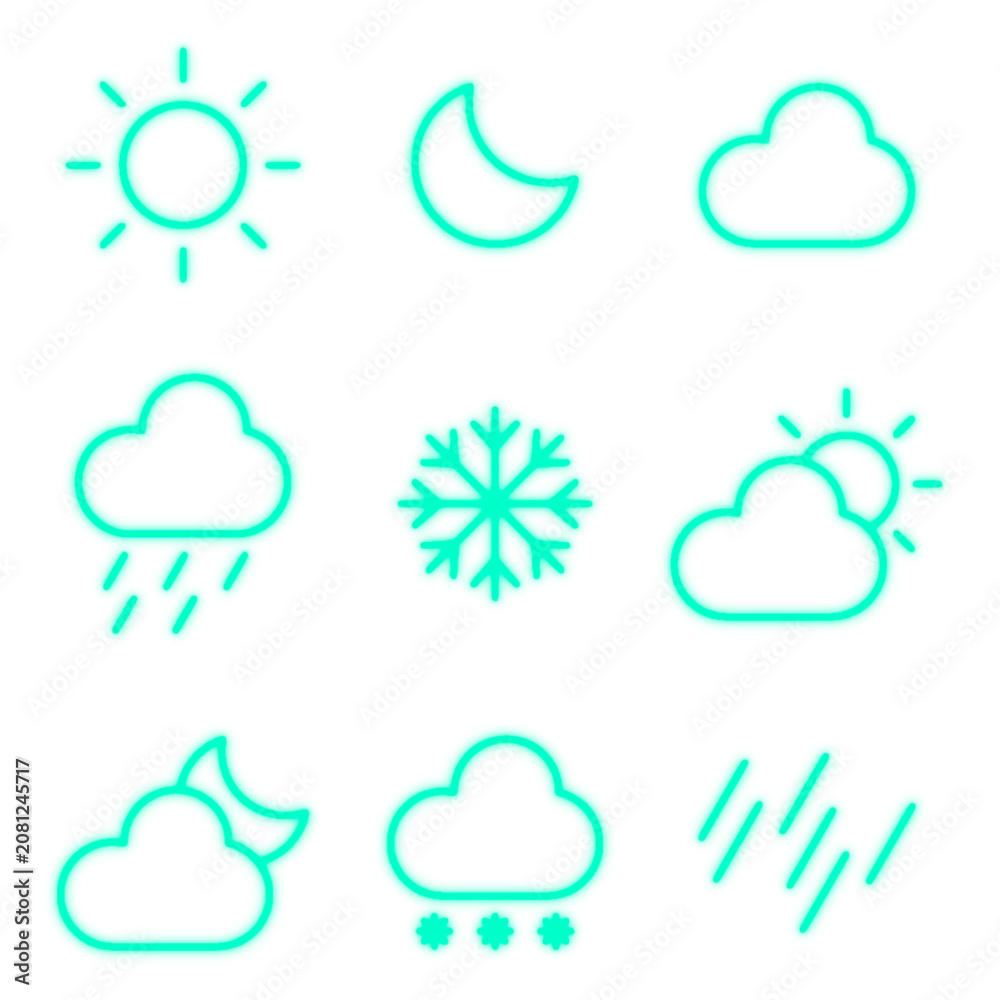 Fototapeta premium PNG weather icon in neon green set