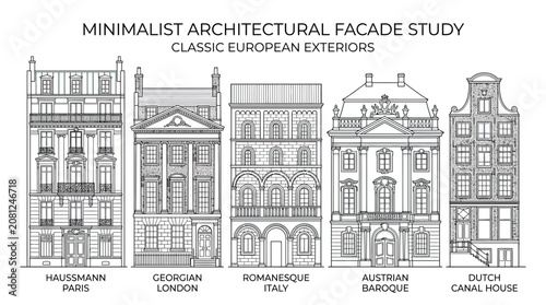 Foto Minimalist Architectural Facade Study: Classic European Exteriors