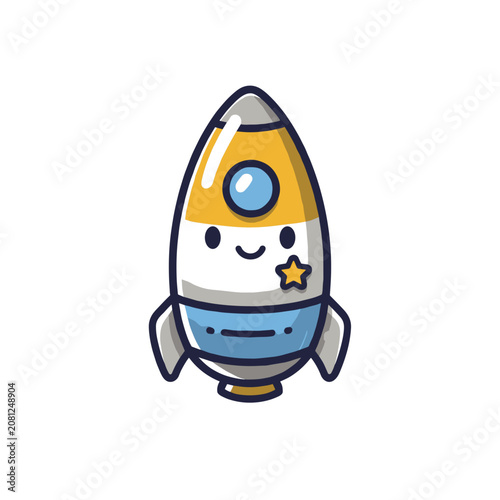 Cute cartoon rocket ship vector illustration