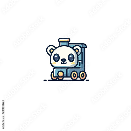 Cute Panda Train Vector Illustration
