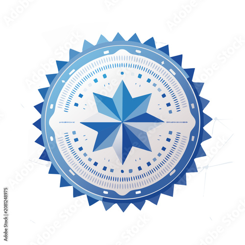 Flat design compass rose with star and directional markers