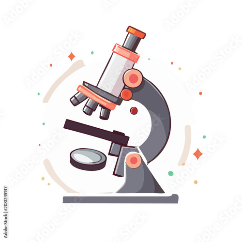 Flat vector illustration of a laboratory microscope