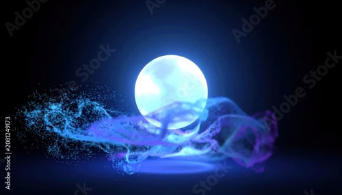 Mystical Glowing Orb Emitting Ethereal Blue Energy and Smoke.