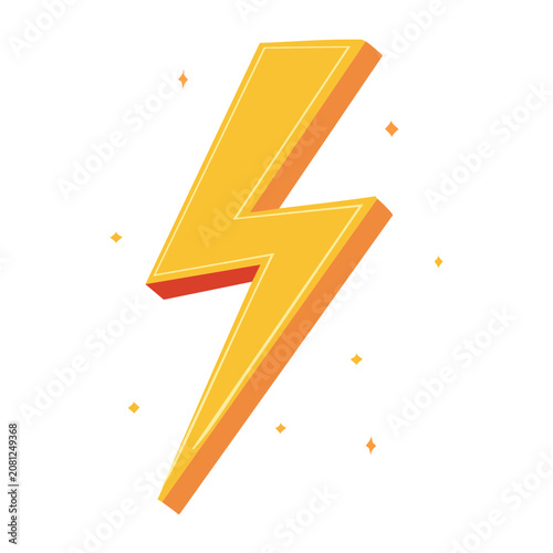 Yellow lightning bolt icon on transparent background