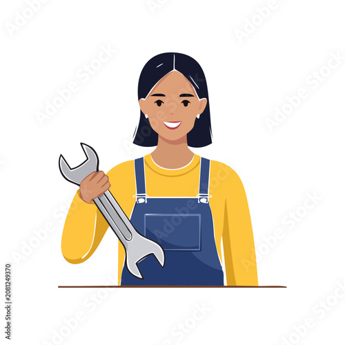 Woman holding a wrench