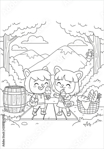 Cute cartoon characters in a rustic farm setting.