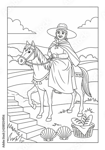 Skeleton Rider on Horse with Basket and Shells.