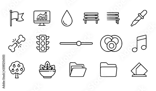 Minimal Thin Outline Icon Collection for Dashboard Medical Nature and Interface Design