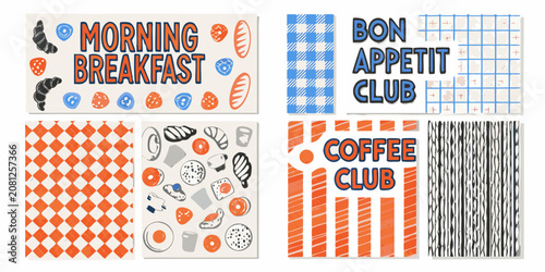 Obraz na plátne retro diner graphic design elements vector illustration breakfast coffee club bo