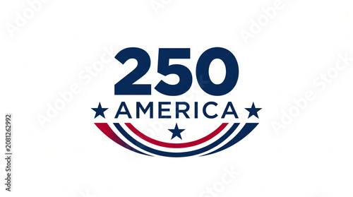 America 250 semiquincentennial logo, patriotic United States 250th anniversary emblem, red white and blue commemorative graphic for 2026 celebration