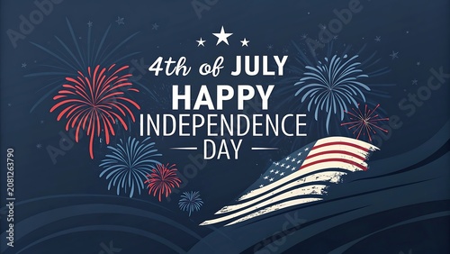 Independence day fourth of july celebration graphics with flag independence american