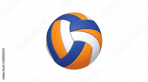 3D Render of a Professional Blue and Yellow Volleyball Isolated on a White Background for Sports Equipment Illustration