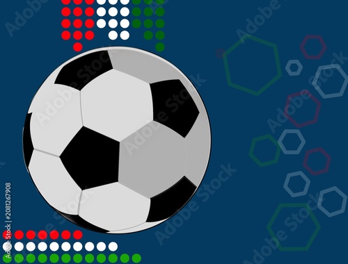 Soccer ball background in mexican flag color theme