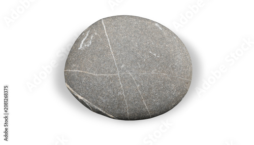 Konstfotografi A smooth, grey, oval-shaped pebble with white linear striations lies on a transp