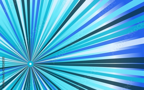 Abstract radial burst of blue and turquoise stripes background.