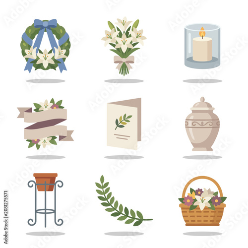 Fényképezés Funeral flowers and funeral urn.