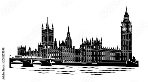 Iconic London Skyline Silhouette: Houses of Parliament & Big Ben