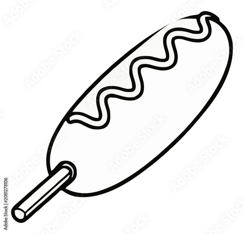 Corn dog isometric minimalist line art food icon. Generative AI