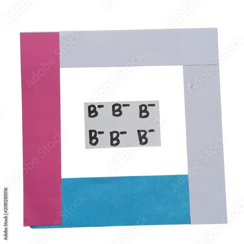 Colorful abstract geometric blocks isolated with torn paper and crafted card design