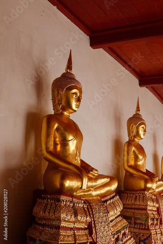 Buddha statues inside Wat Mahathatu Yuwaraj Rangsarit, Bangkok, Thailand