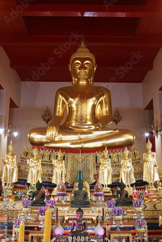 Buddha statues inside Wat Mahathatu Yuwaraj Rangsarit, Bangkok, Thailand