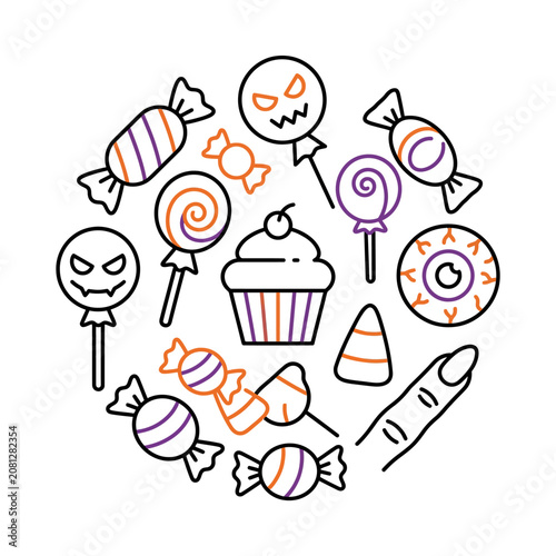 Halloween candy and sweets vector illustration on white background