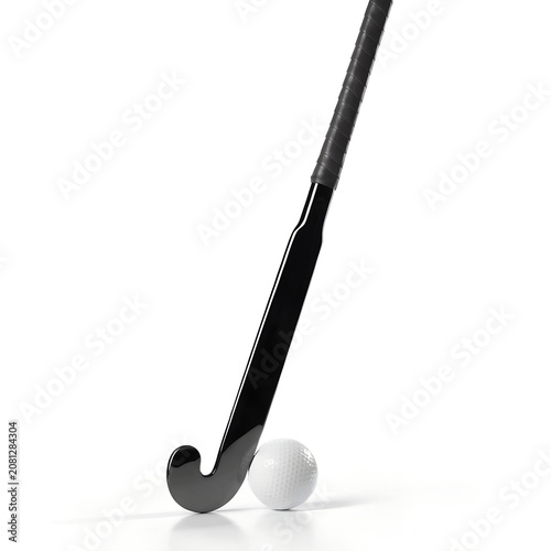 Professional Field Hockey Stick with Ball Isolated on White Background