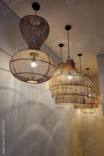 Collection of rattan hanging pendant lights