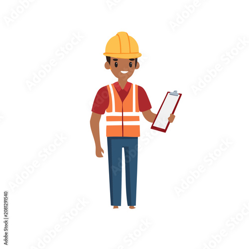 Flat vector illustration of construction worker