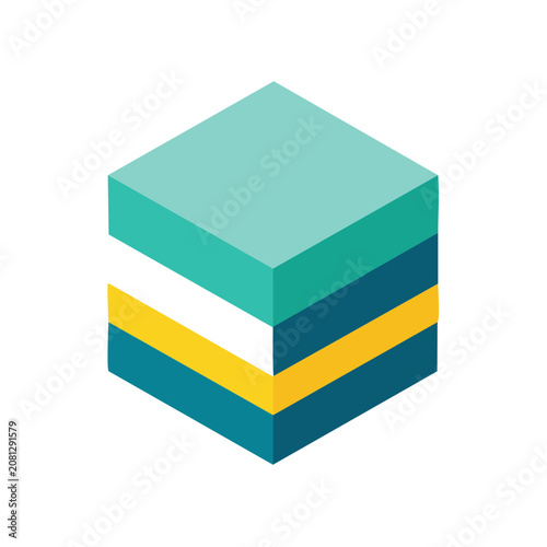 Isometric Stacked Cubes Vector Illustration