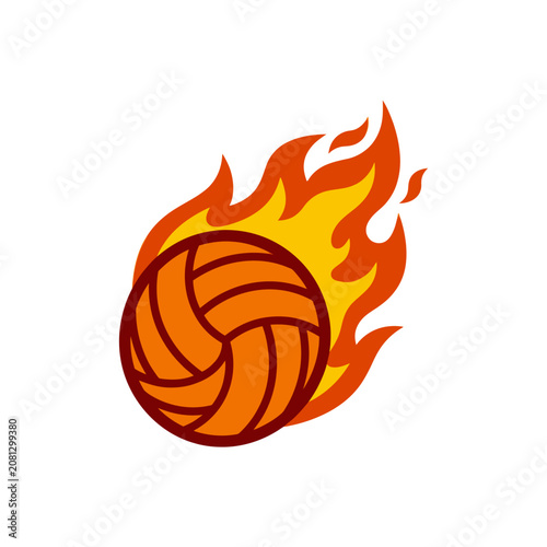 A burning volleyball vector illustration on a white background