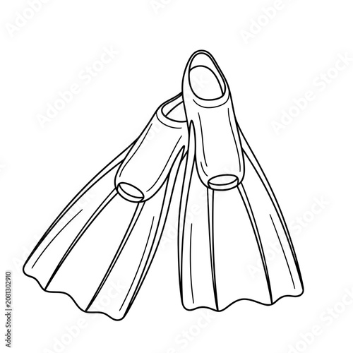 swimming flippers diving fins outline vector illustration