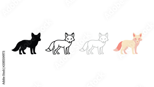 A versatile collection of fox illustrations showcasing different styles from silhouette to line art and colorful graphic representations