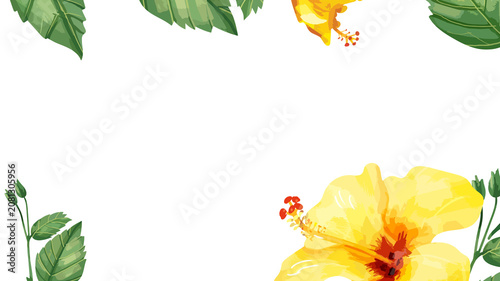 Konstfotografi Watercolor yellow hibiscus desktop wallpaper