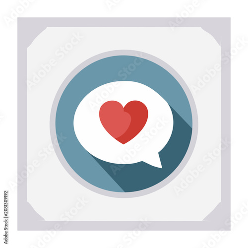 Red heart in white speech bubble icon