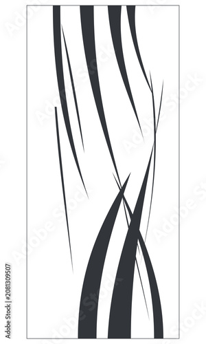 Abstract Minimalist Black Curved Lines Vertical Vector Background