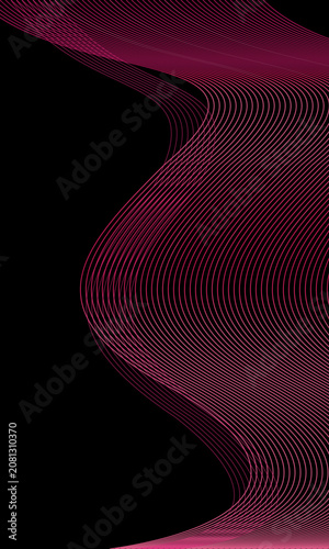 Abstract Pink Wavy Lines on Black Background Vector Illustration