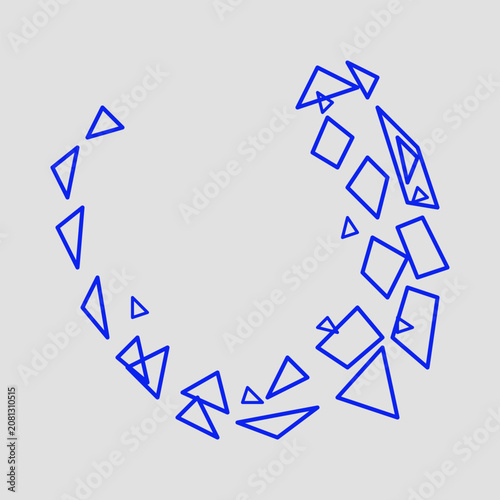 Blue Geometric Wreath of Minimalist Outlined Shapes and Triangles
