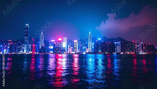 Hong Kongs Dazzling Skyline at Night - A Symphony of Lights.