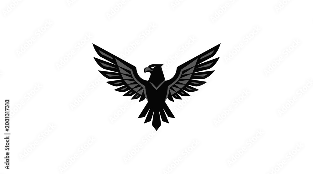 Fototapeta premium A minimalist graphic illustration of a majestic eagle with wings spread wide