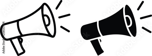 Konstfotografi Communication Icon Pair Megaphone Speaker Line and Glyph