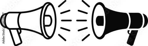 Cuadro en lienzo Bullhorn Icon Duo Voice and Protest Speech Symbol
