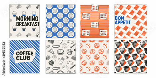 Quadro su tela retro diner graphic designs with bold typography and patterns morning breakfast