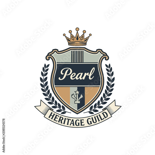 Photography Pearl heritage guild heraldic crest logo.