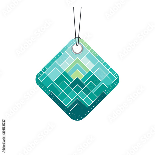 Geometric Mountain Pattern Gift Tag Vector