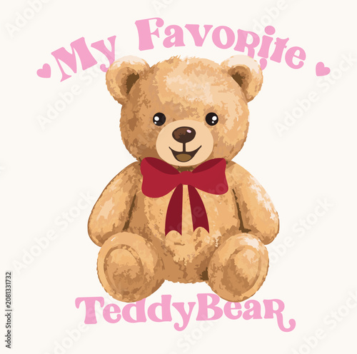 Baby teddy bear smile, bear isolated white background 