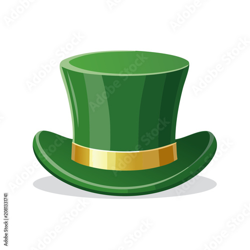 Green Top Hat with Gold Band Vector Illustration